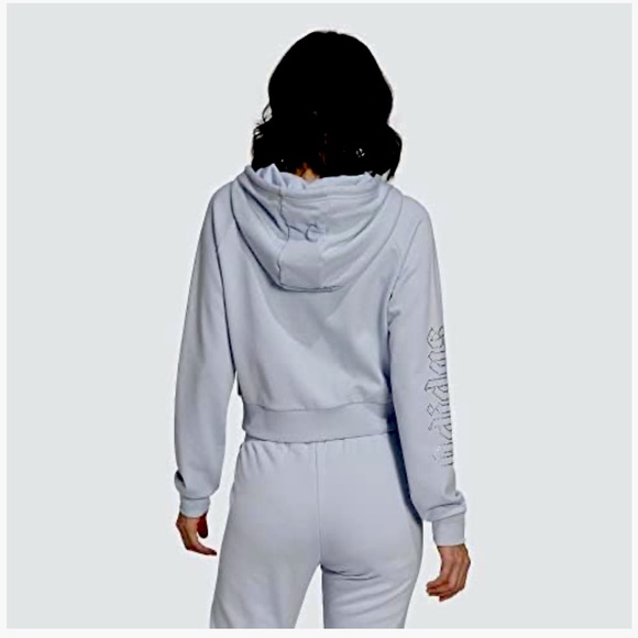 BNWT ADIDAS 200 LUXE SET HALO BLUE MED~Crop hoodie, Track Pants, Bra top - Picture 4 of 15